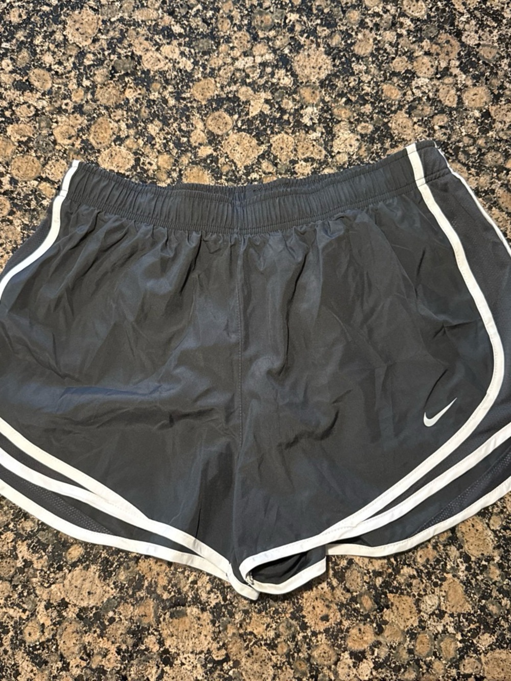 Nike Women's Charcoal Gray Athletic Shorts with White Piping